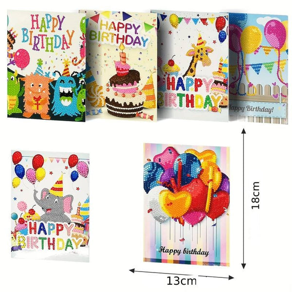 Diamond Painting Birthday Cards - 6 pack