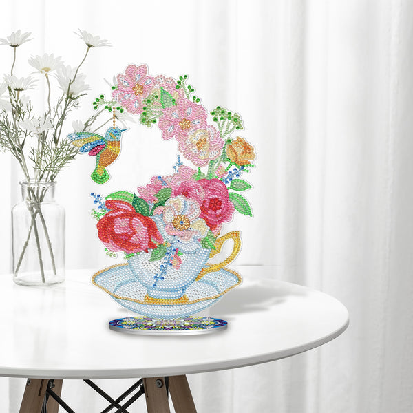 Diamond Painting Bird and Teacup Ornament