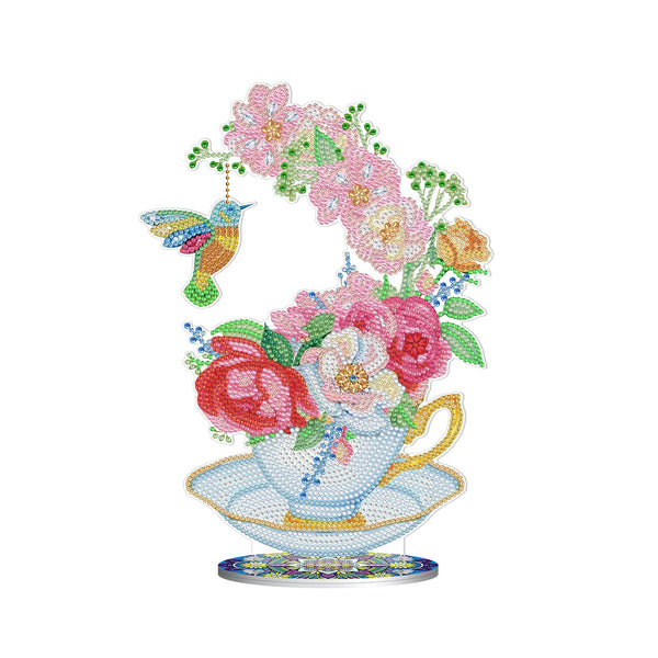 Diamond Painting Bird and Teacup Ornament