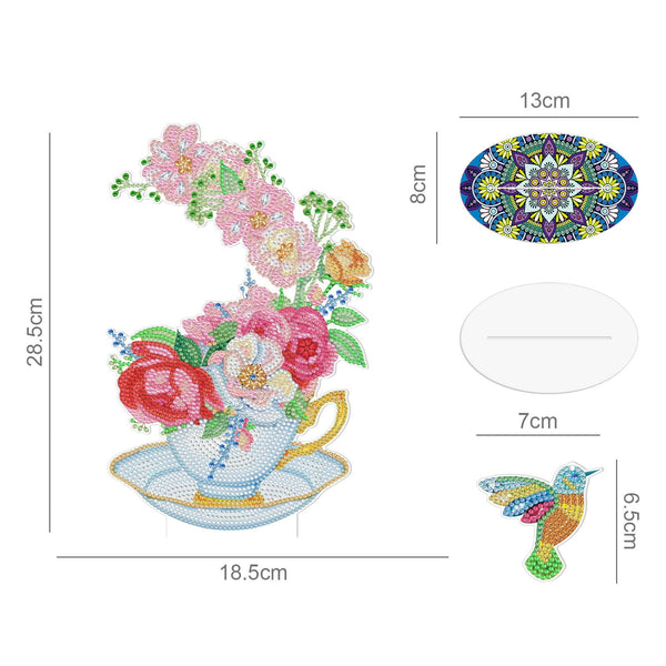 Diamond Painting Bird and Teacup Ornament
