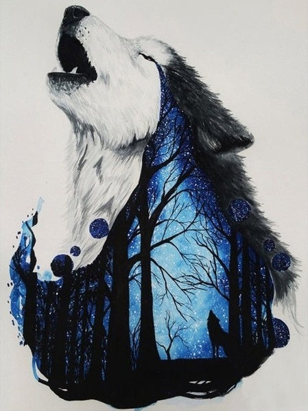 Diamond Painting - Howling Wolf - 40cm x 50cm