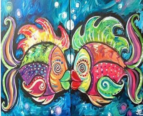 Diamond Painting - Kissing Fish - 40cm x 50cm Square Bead Only