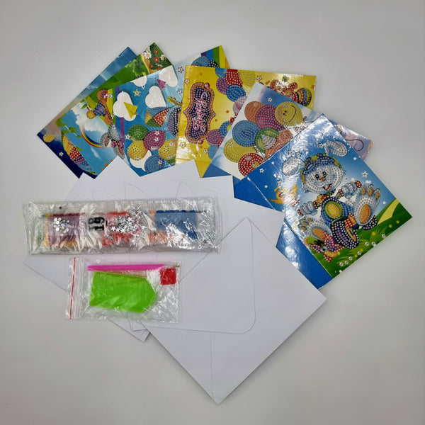 Diamond Painting Cartoon Birthday Invitation Cards - 6 Pack