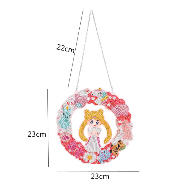 Diamond Painting Small Hanging Wreath - Cartoon Girl