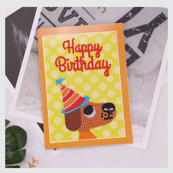 Diamond Painting Cartoon Birthday Cards - 5 Pack