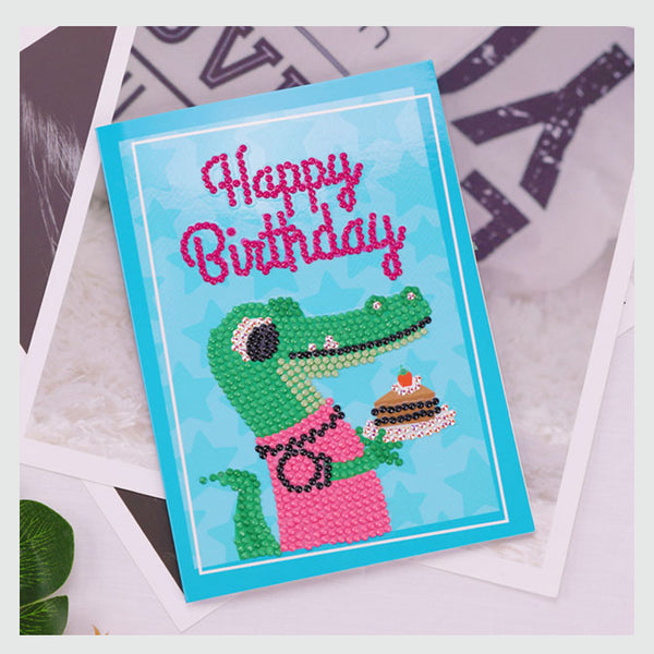 Diamond Painting Cartoon Birthday Cards - 5 Pack