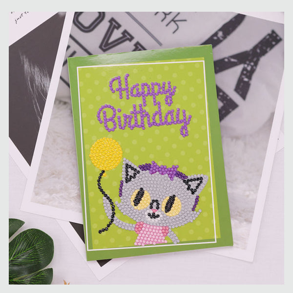 Diamond Painting Cartoon Birthday Cards - 5 Pack
