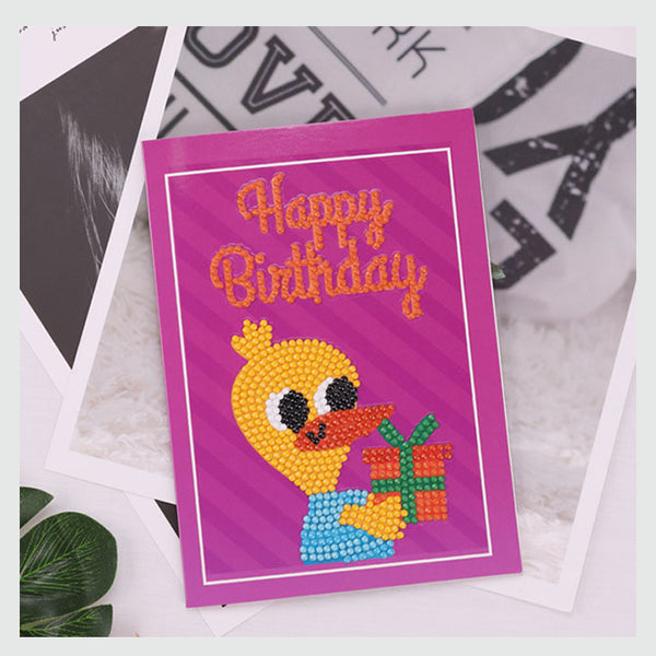 Diamond Painting Cartoon Birthday Cards - 5 Pack