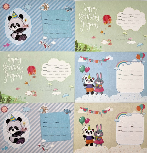 Diamond Painting Cartoon Birthday Invitation Cards - 6 Pack