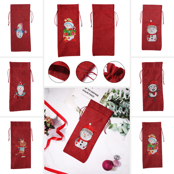 Diamond Painting Christmas Wine Bottle Bags
