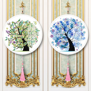 Diamond Painting Tassel Painting Double Pack - Blue and Green Trees