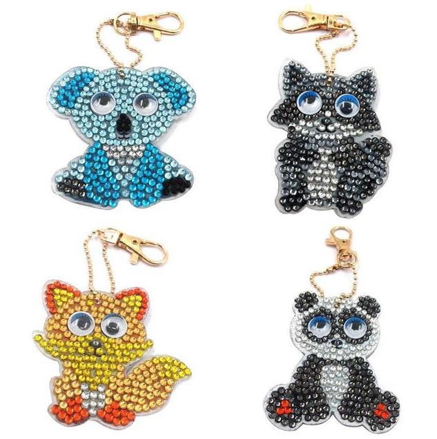 Diamond Painting Keychains - Animals 4 Pack