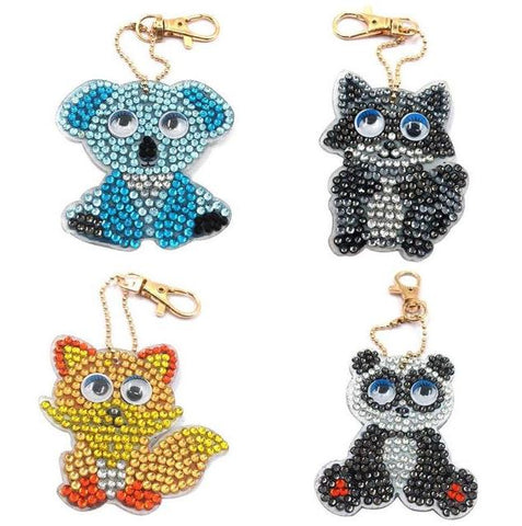 Diamond Painting Keychains - Animals 4 Pack