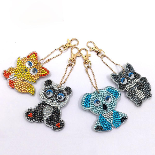 Diamond Painting Keychains - Cartoon Animals 4 Pack