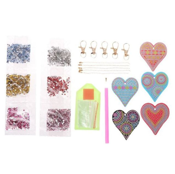 Diamond Painting Keychains - Hearts 5 pack