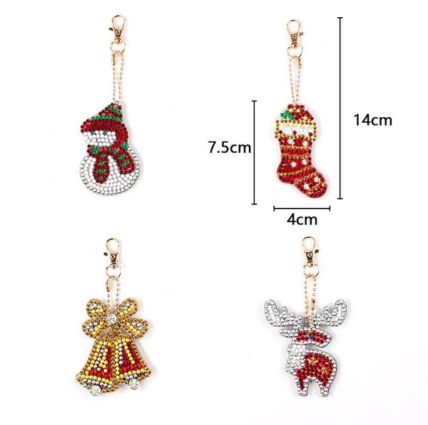 Diamond Painting Keychains - Christmas 4 Pack