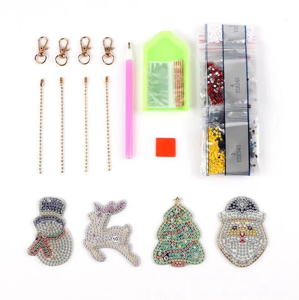 Diamond Painting Keychains - Christmas 4 Pack