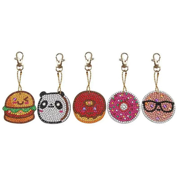 Diamond Painting Keychains - Panda, Food and Face 5 Pack