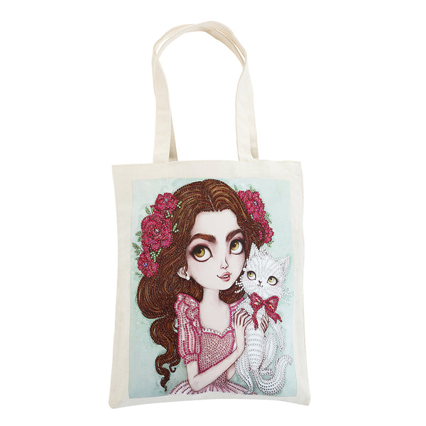 Diamond Painting Girl with Cat Shopping Bag