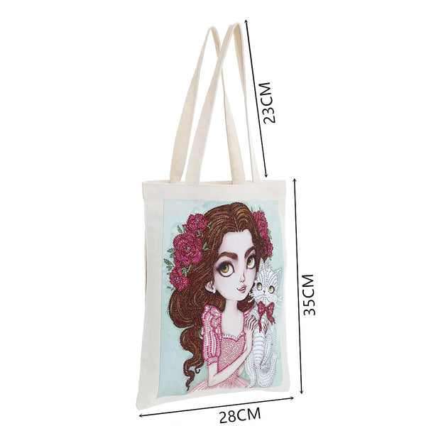 Diamond Painting Girl with Cat Shopping Bag