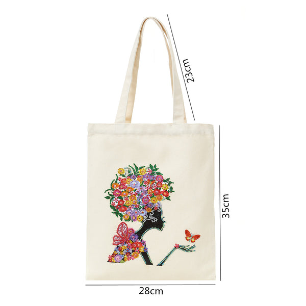 Diamond Painting Flower Lady Shopping Bag