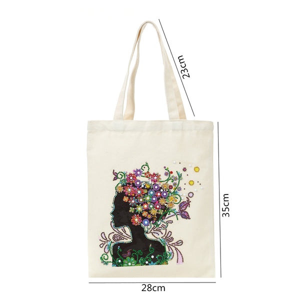 Diamond Painting Flower Head Lady Shopping Bag