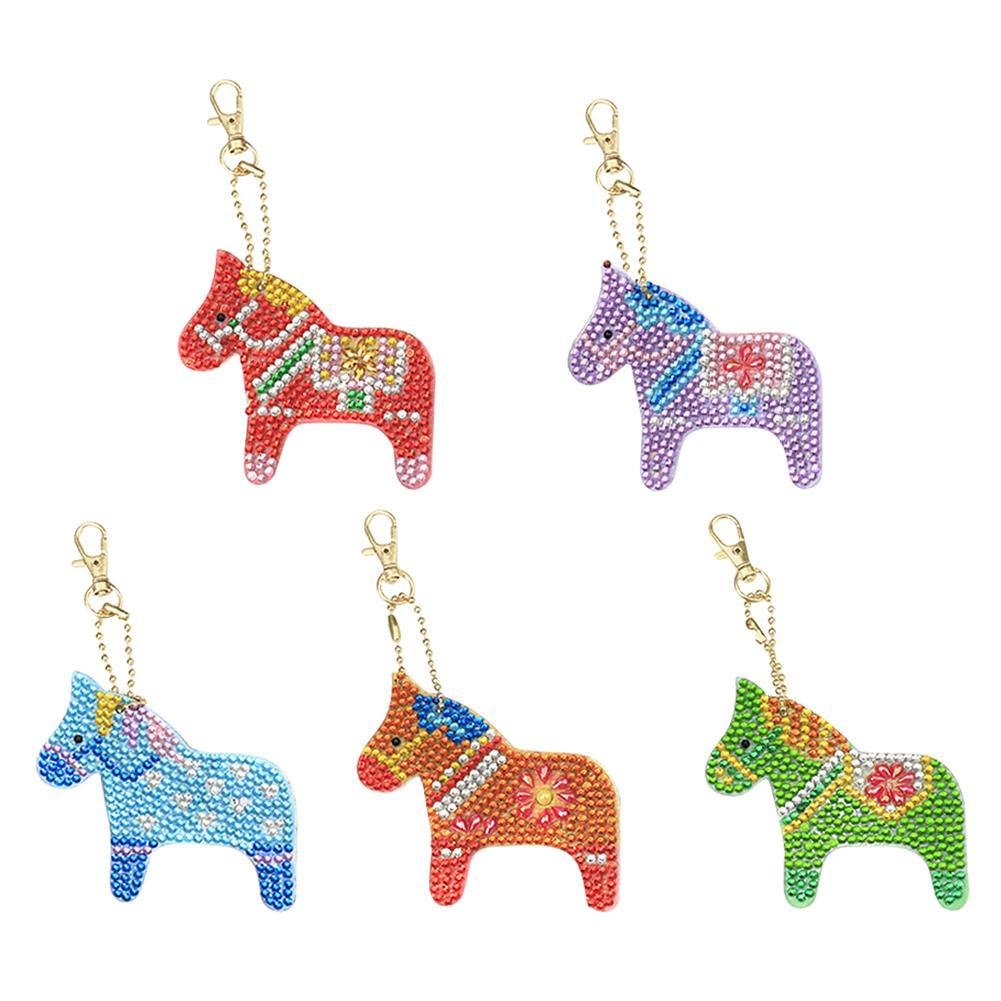 Diamond Painting Keychains - Horses 5 Pack