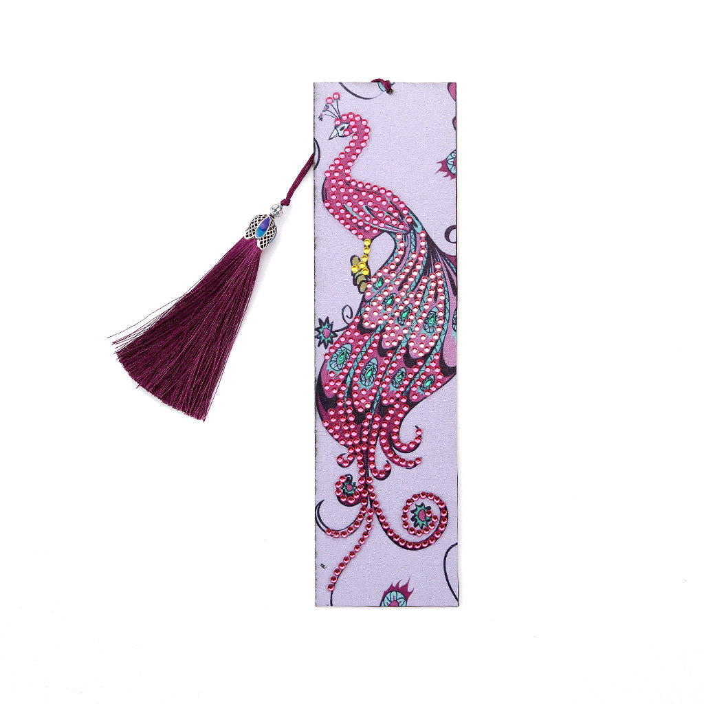 Diamond Painting Bookmark Kits - 1 Pack Pink Peacock