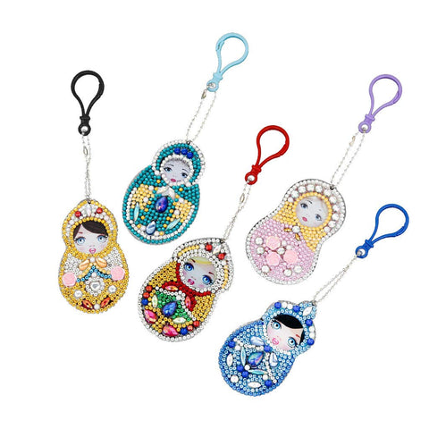 Diamond Painting Keychains - Dolls 5 Pack