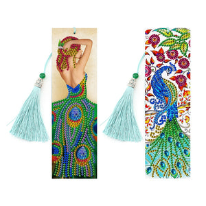 Diamond Painting Bookmark Kits - 2 Pack Lady/Peacock