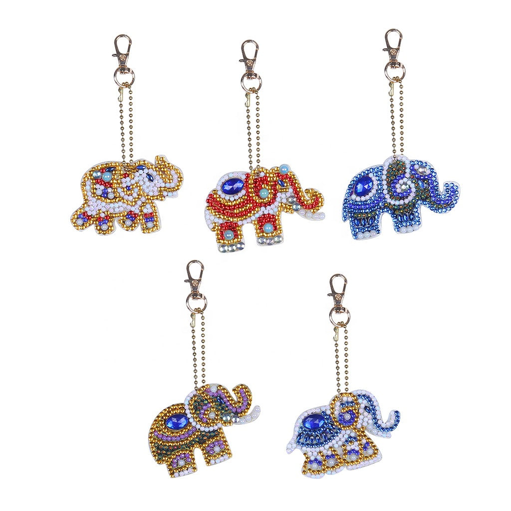 Diamond Painting Keychains - Elephants 5 Pack