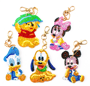 Diamond Painting Keychains - Cartoon mouse, dog, duck, bear 5 Pack