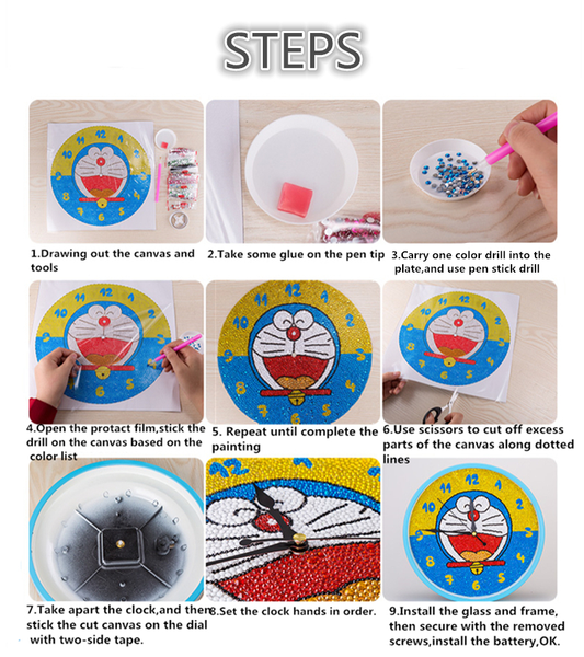 Diamond Painting Clocks - Cartoon Cat Face