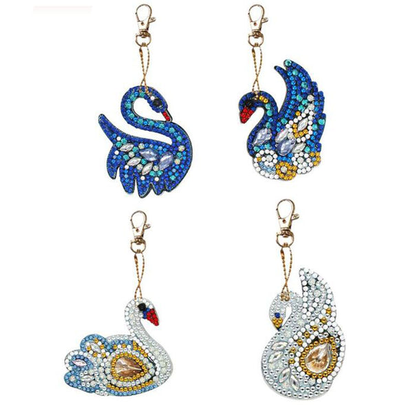 Diamond Painting Keychains - Swan 4 Pack