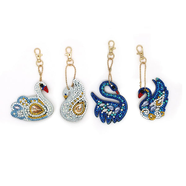 Diamond Painting Keychains - Swan 4 Pack