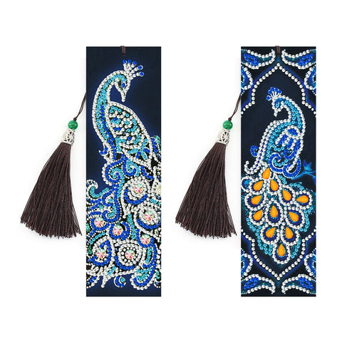 Diamond Painting Bookmark Kits - 2 Pack Peacock