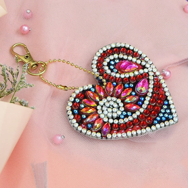 Diamond Painting Keychains - Hearts 5 Pack