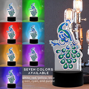 Diamond Painting DP33 LED Seven Changing Colour Light Peacock