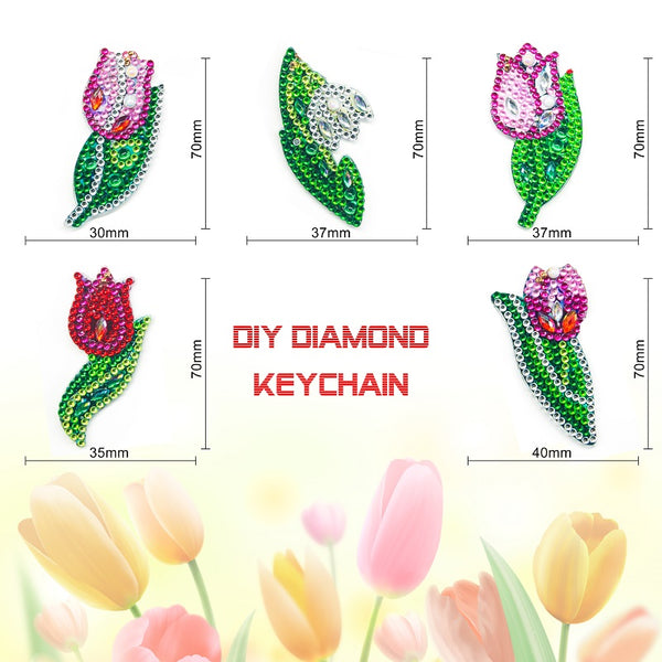 Diamond Painting Keychains - Tulip 5 Pack