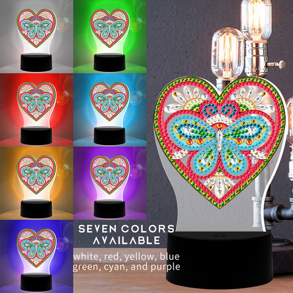 Diamond Painting DP12 LED Seven Changing Colour Light Butterfly in Heart